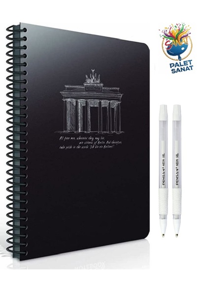 Palet Sanat 20x28 Cm Sert Kapak Siyah Defter 80 yp. Anı Hatıra Defteri 2 Adet...