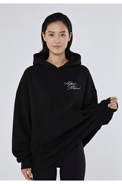 CC STORE Too Glam Back and Front Printed Winter Fleece Thick Sweatshirt Hoodie