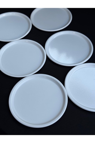 Hediye Köşkü 6lı Beyaz Metal Sunum Tepsisi 20cm