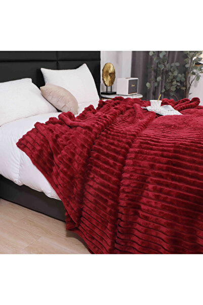 JOJO HOME Αφράτη κουβέρτα cocolino, 200x230cm, ριγέ σχέδιο, κόκκινη