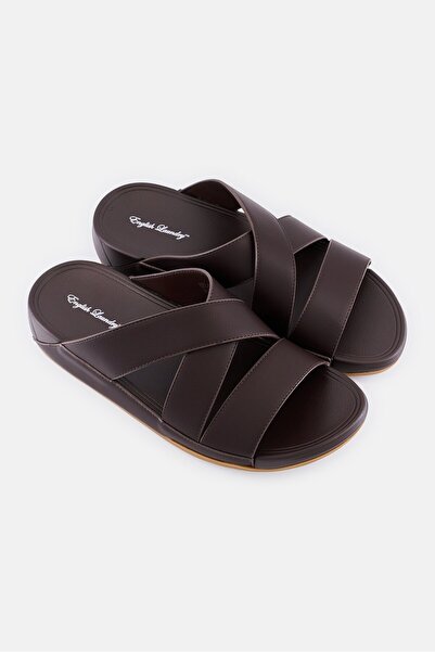 English Laundry Men Slip on Arabic Sandals, Dark Brown
