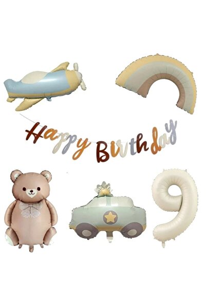 DÜVENCİ TİCARET Полицейска кола и самолет Дъга Мечка Фолио балони Комплект за...