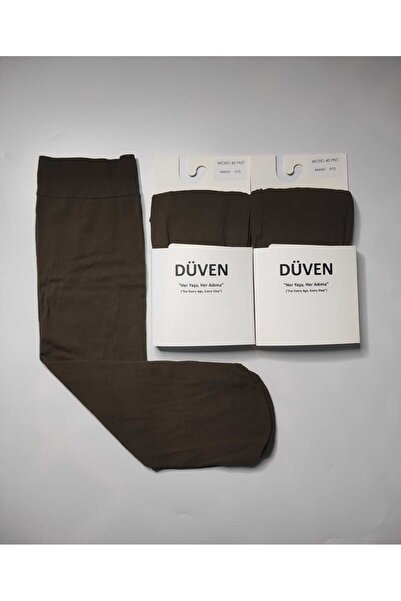 DÜVEN Matte Textured 40 Den Medium Thick Mus Cocoa Knee-Length Pants 2-Piece Socks