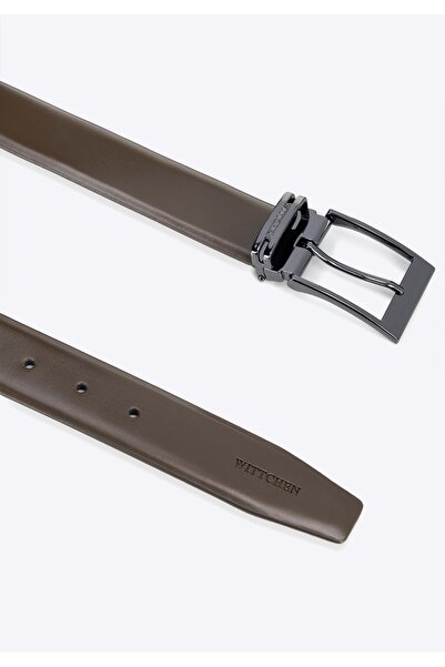 Wittchen Curea bărbătească din piele naturală cu opțiune de scurtare, kaki, p...