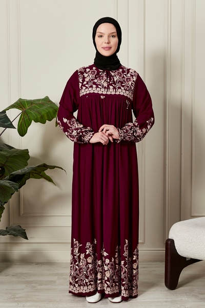 fistan Straight Robe with Button Front Viscose Fabric Tessiture Clothing Mother's Dress Prayer Dress