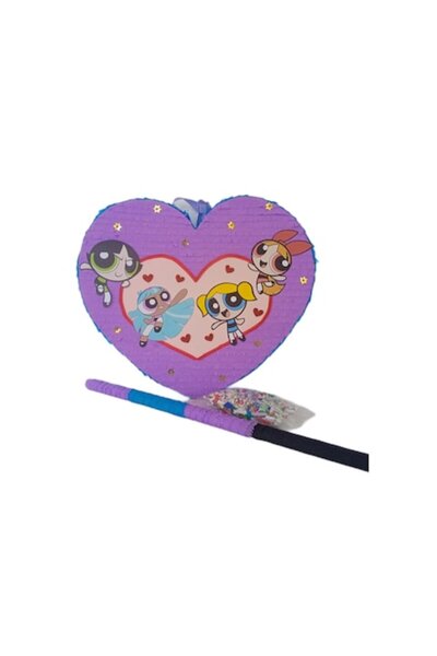 OEM Pinată în formă de inimă Fetițele Powerpuff, 45 cm, violet
