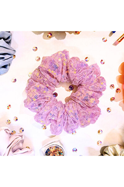 patlangaç Parlak Hologram Scrunchie Lastik Toka- Parti Saç Aksesuarı