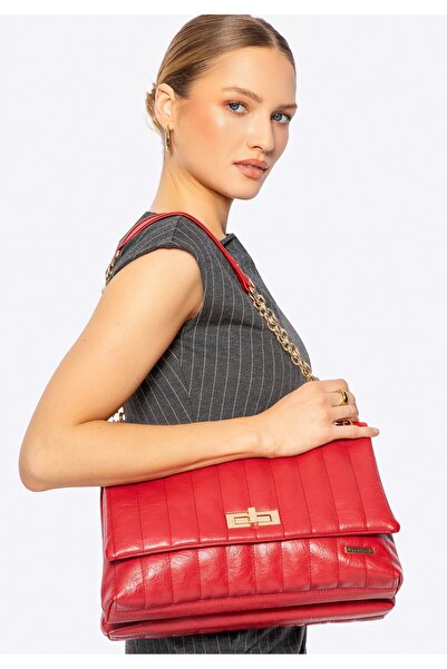 Wittchen Geantă crossbody din piele pentru femei, cu două compartimente, mare...
