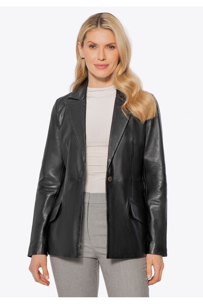Wittchen Jachetă din piele de oaie pentru femei, piele neagră