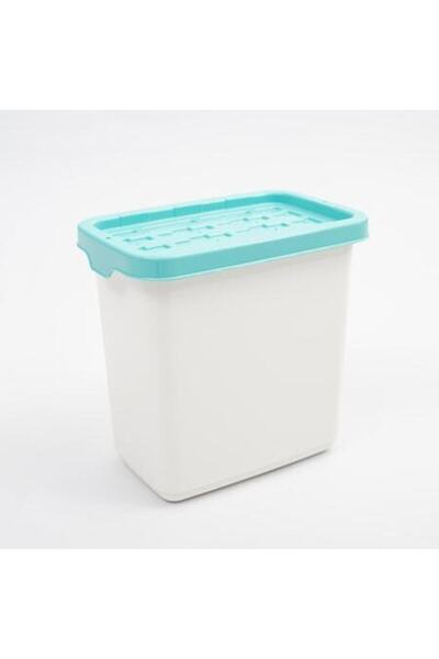 Doloni storage box with lid, 9 L, cream/turquoise
