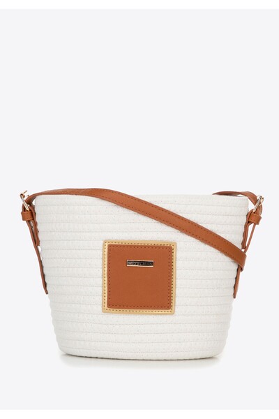 Wittchen Geantă tip coș pentru femei, din amestec de bumbac, mică, alb-gălbui...