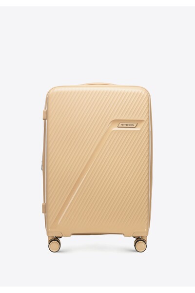 Wittchen Set de valize bărbătești din polipropilenă cu dungi diagonale, bej, din polipropilenă