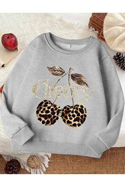 No Plan Hanorac pentru fete cu imprimeu leopard CHERY, cu gât rotund