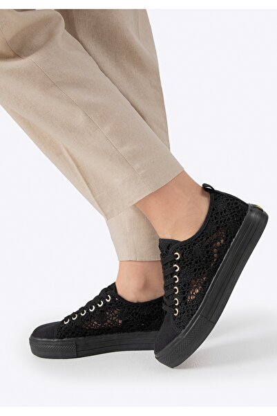 Wittchen Women's openwork sneakers black synthetic material