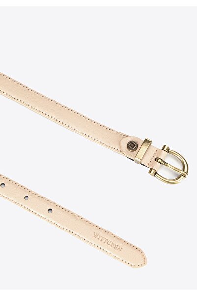 Wittchen Curea de damă din piele naturală cu cataramă rotunjită, bej, piele