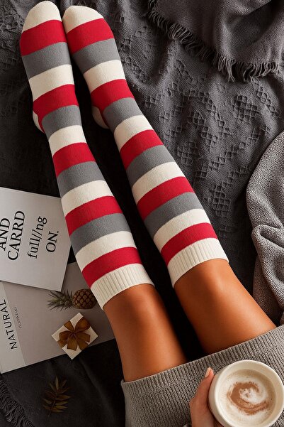 COTENCONCEPT 3 Pieces of Striped and Colorful Knee-Length Socks