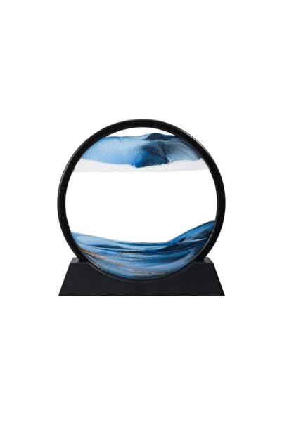 Doty BlueScene Sand Decorative Desk Ornament – 3D Moving Sand Picture Hourglass, 17 cm (Black/Blue)