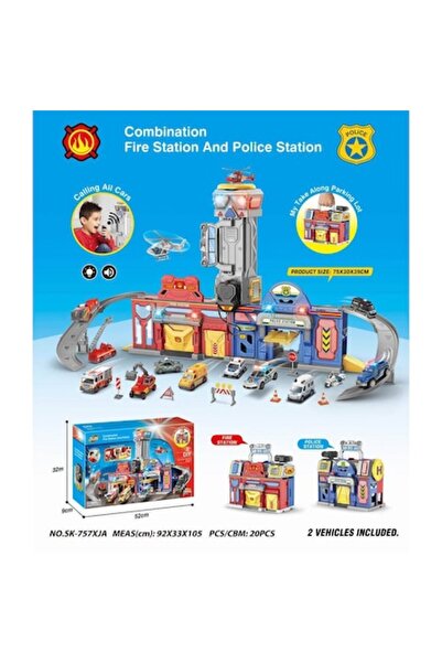MAKSIK Set de jucării pentru stație de pompieri și secție de poliție, 2 în 1,...