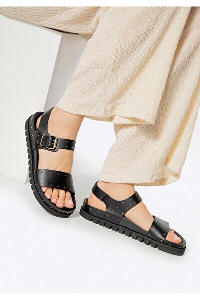 Wittchen Women's Leather Sandals with Rivets Black Leather