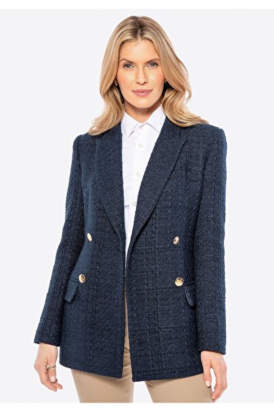 Wittchen Jachetă lungă de damă bleumarin, din poliester bleumarin, cu imprime...