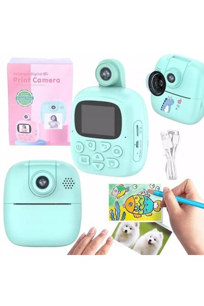MAKSIK Printing Camera Set, HD 720p, USB, Blue/Pink