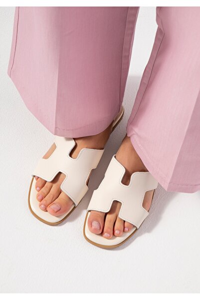 Wittchen Sandale damă din piele în formă de H, piele crem