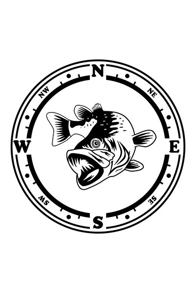 ÇınarETicaret ملصق بوصلة للصيادين، ملصق للتخييم على الطرق الوعرة (30 × 30 سم)