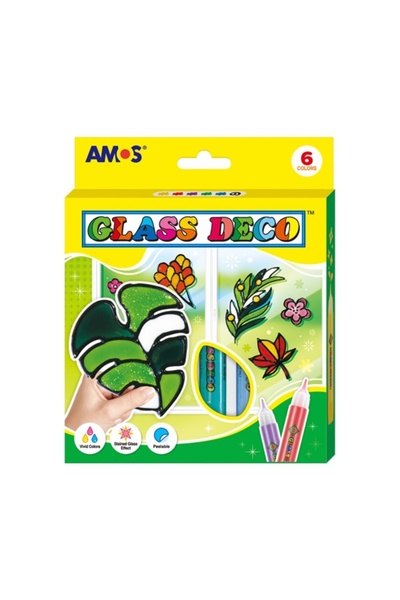 Amos Set creativ GD10P6, Deco pentru sticlă, 6 culori x 10,5 ml