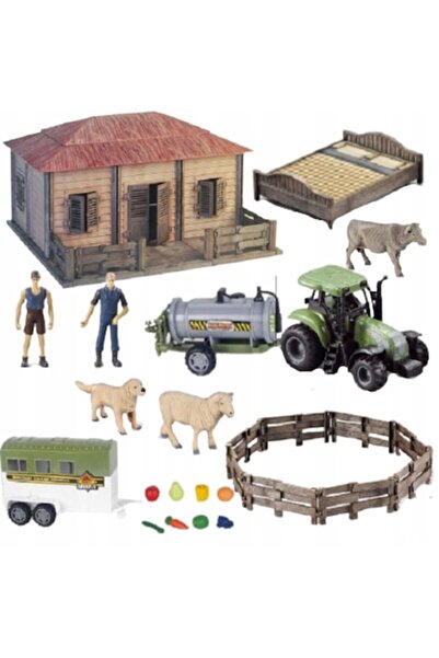 ProNice set fermă pentru copii, 2 figurine fermier, animale, tractor, accesorii