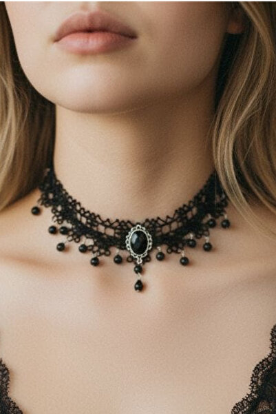 ZETCONCEPT Zet Style “Raven Mourne – Kuzgunun Ağıtı” Siyah Dantel Choker Goti...