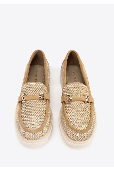 Wittchen Women's Beige Woven Moccasins, Beige Synthetic Material