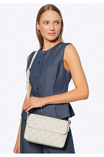 Wittchen Women's -leather messenger bag with embossed signature, cream, cream...