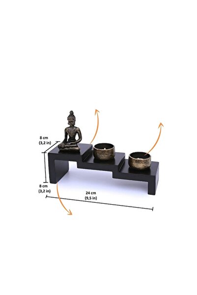 Doty Set de aromaterapie Buddha Wood Light, statuie cu accente aurii, 24 cm, negru