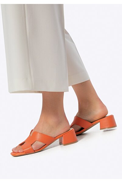 Wittchen Women's Leather H-Shaped Mules Orange Leather