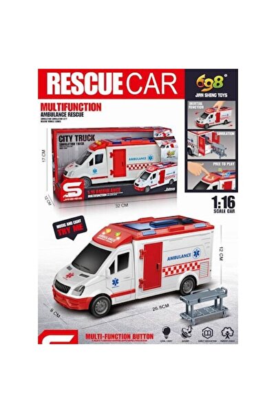 MAKSIK Ambulanță cu sunete și lumini, Maksik, 1:16, 26,5x12 cm, jucărie educa...