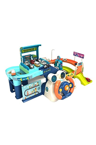 COOYA New Rail Transit Simulating Driving Steering Wheel Musical 4 Car Adventure Race Track Toy Electric c