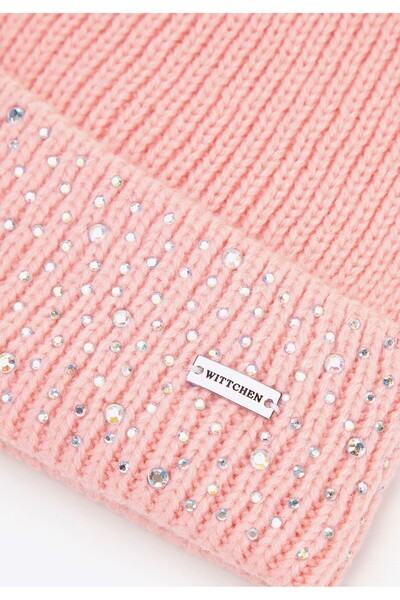 Wittchen Women's Winter Hat with Zircons Pink Acrylic