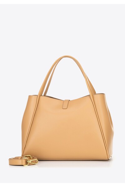 Wittchen Servietă de damă din piele cu husă detașabilă, bej, piele