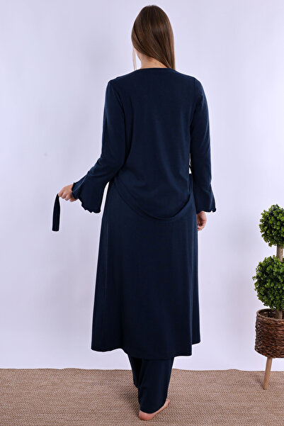 ByLohusa Lacivert Sabahlıklı Hamile Lohusa Pijama Takımı