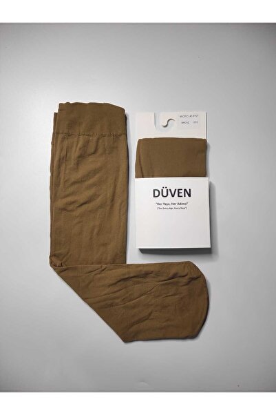 DÜVEN Matte Textured 40 Den Medium Thick Mus Bronze Knee-Length Trouser Socks