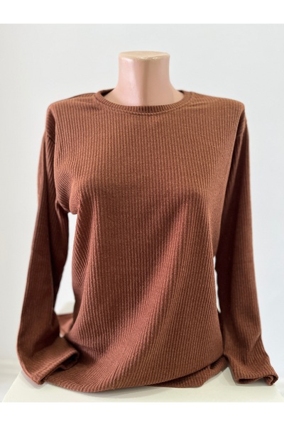 sevdalı Women's Brown Corded Fabric Woven Mother Combed Cotton Blouse