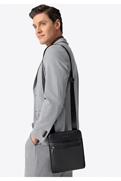 Wittchen Geantă Messenger bărbătească din imitație de piele neagră