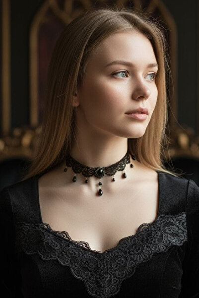 ZETCONCEPT Zet Style “Raven Mourne – Kuzgunun Ağıtı” Siyah Dantel Choker Goti...