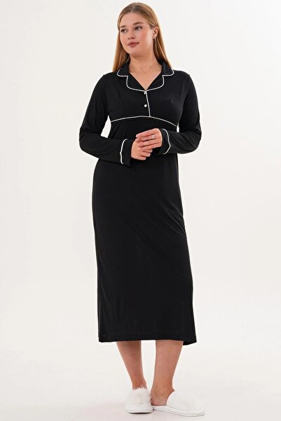 By Mecit Pijama Women's Long Sleeve Shirt Collar Dressing Gown+Nightgown+Pajamas 4-Piece Set 65% Cotton 35% Viscose