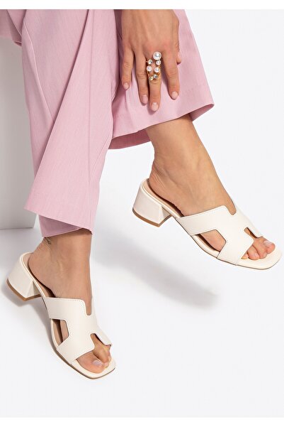 Wittchen Women's Leather H-Shaped Mules, Beige, Leather