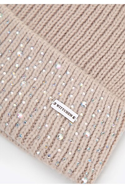Wittchen Women's Winter Hat with Zircons Beige Beige Acrylic