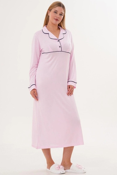 Mecit Pijama Women's Long Sleeve Shirt Collar Dressing Gown+Nightgown+Pajamas 4-Piece Set 65% Cotton 35% Viscose