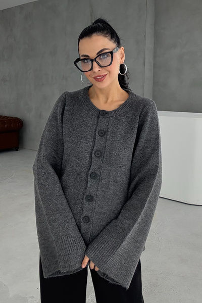 Seda Yalçın Atelier Button Detailed Anthracite Knitwear Cardigan