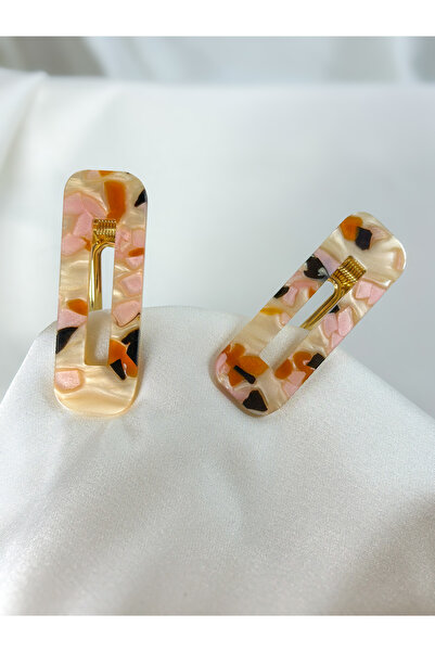 Raha Butik Akrilik Altın Metal Pens Kadın Toka