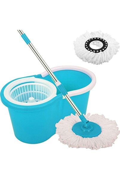 CleanO Easy Spin Mop and Bucket Set, 360° Spinning Bucket, Stainless Steel Handle, Blue
